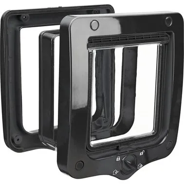 Trixie 4-Weg Kattenluik Zwart 20x22 cm met Tunnelstuk