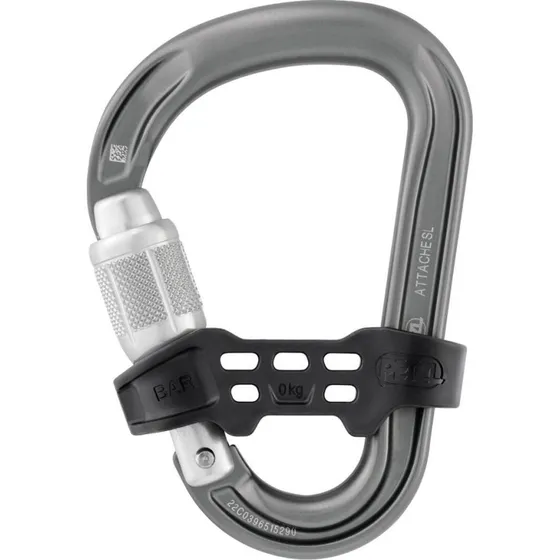 Petzl Attache Bar Grijs Compacte HMS-karabiner met veiligheidsbeugel