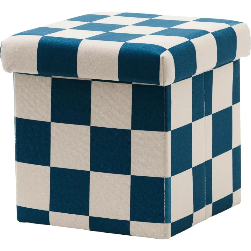 Kid's Concept Kinderopbergpoef Check Teal, 30x30 cm