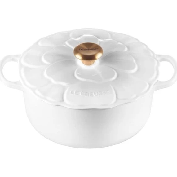 Signature Petal Gietijzeren Braadslede 26 cm, Geëmailleerd met Goudkleurige Knop