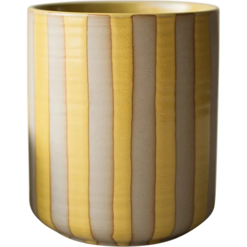 DBKD Keramische plantenbak Line Yellow Ø14x16 cm