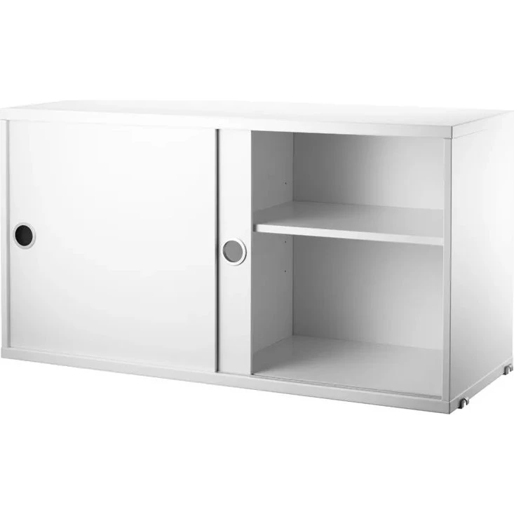 String System Kast met Schuifdeuren, Wit, 78 x 30 cm