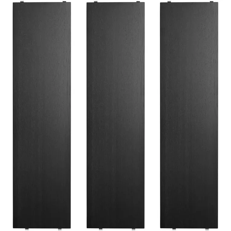 String Planken Set, Essenhout Zwart, 78x20 cm, 3-stuks