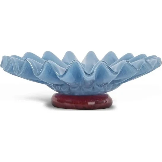 Byon Lori Mondgeblazen Decoratieve Schaal, Ø 18 cm, Lichtblauw-Bordeauxrood