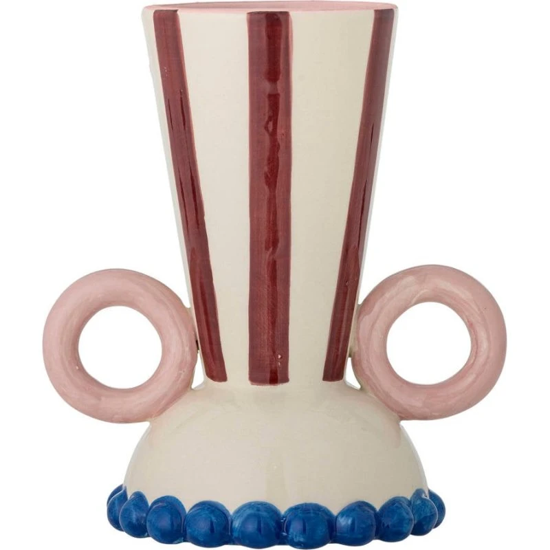 Bloomingville Hyldia aardewerken vaas met handvatten en kralen