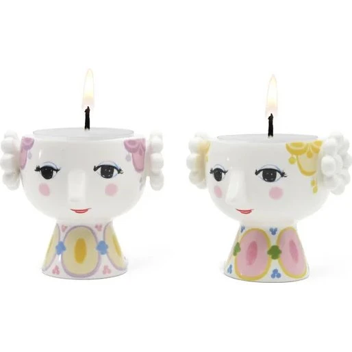 Bjørn Wiinblad Eva Tealight Holder Geel/Lavendel (Set van 2)