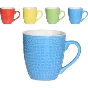 Luxe Stoneware Set van 4 Bechers, 240 ml, Gekleurd