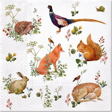 Dekoratief Servettenpakje 'Wild Forest Animals' 33x33cm (20 stks)