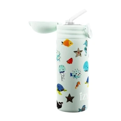 IZY Kids Thermosfles Zeeleven 350 ml Groen met Rietje