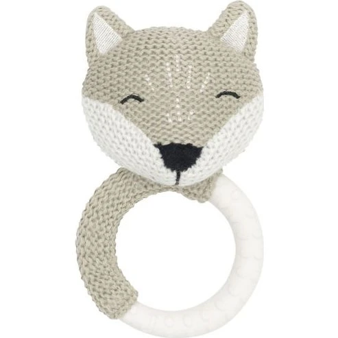 Jollein Bijtring Ring Fox - Grijze Katoenen Bijtring voor Tanden