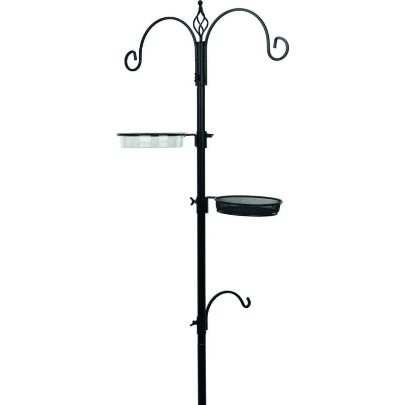Bûten Gift Voederstation 185 cm zwart met 3 haken, tray en badje