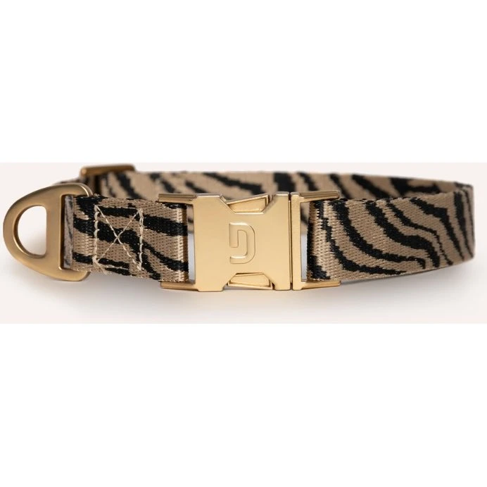 Dogguo Zebra Halsband Beige/Zwart - XS