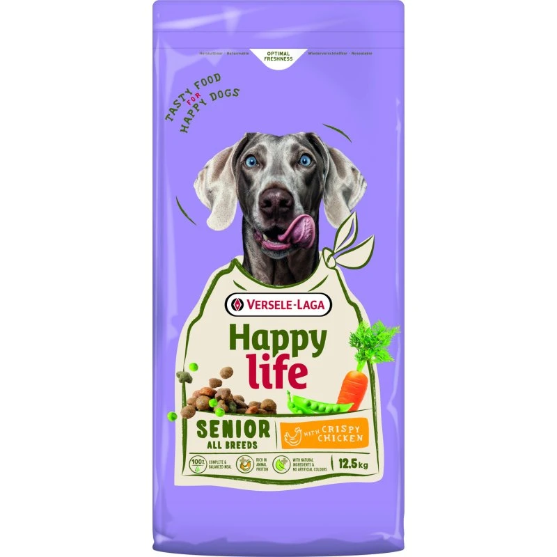 Happy Life Senior Hondenbrokken Kip 12,5 kg