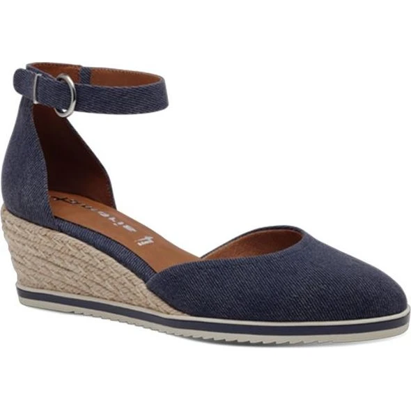 Tamaris Espadrilles Sleehak Blauw - Textiel