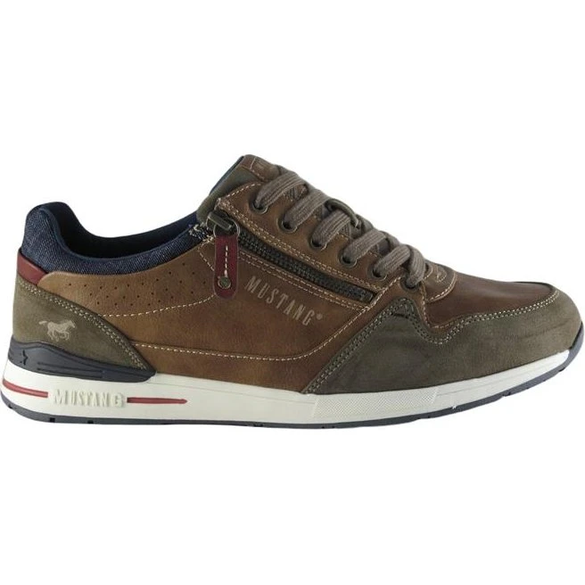 Mustang Sneakers Bruin - Synthetisch met Rits en Veters