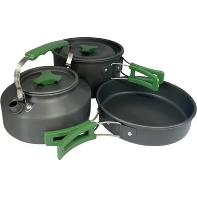 HEM Camping Pannenset 3-delig Aluminium met Opbergzak