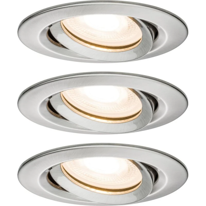 Paulmann Nova LED inbouwspot, dimbaar, IP65, grijs, set van 3