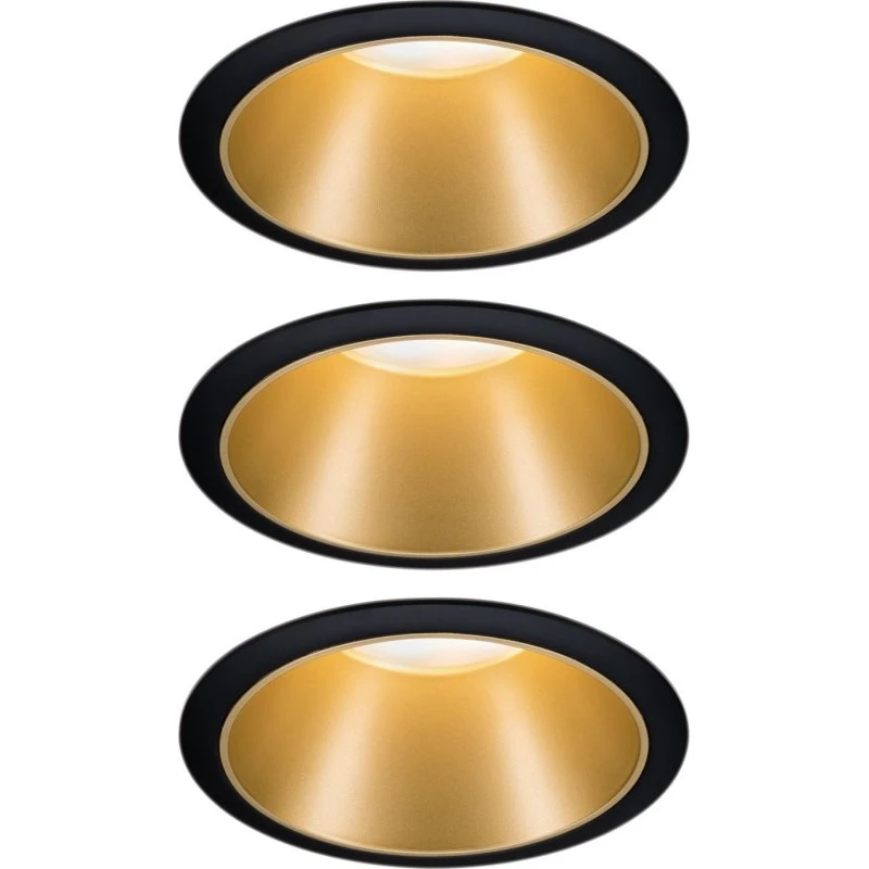 Paulmann Cole LED-spot, goud-zwart, set van 3, dimbaar