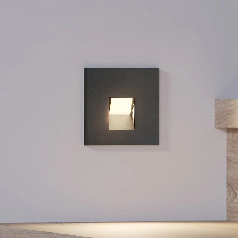 Arcchio Vexi LED Inbouw Wandlamp - Zwart - 7,5x7,5 cm - CCT Dimbaar