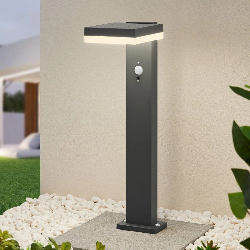 Lindby Laira Solar Tuinlamp met Sensor - Antraciet - 50 cm