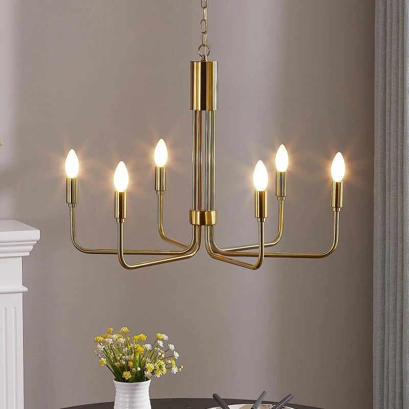 Lindby Kroonluchter Elanova, Messing, 6-Lamps, Ø 70 cm