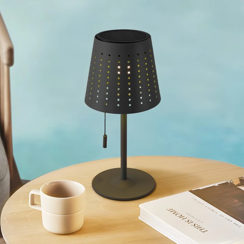 Lindby Hilario LED Tafellamp op Zonne-energie - Zwart - IJzer