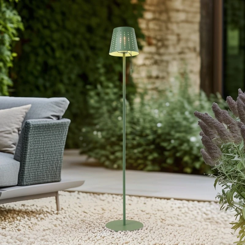 Lindby Hilario LED Vloerlamp op Zonne-energie - Groen - Metaal