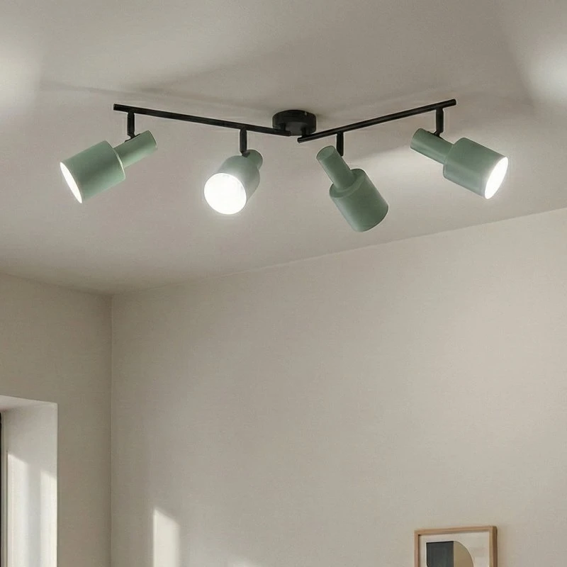 Lindby Ovelia Plafondspot, Groen/Zwart, 80 cm, 4-lamps E27