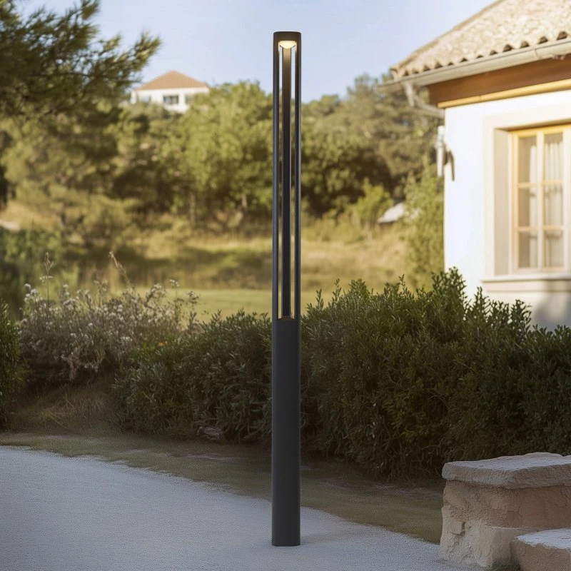 Lucande LED Buitenlamp Pirron - 230 cm - Antraciet - Aluminium