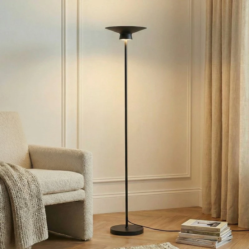 Lindby LED vloerlamp Norvind - Zwart/Goud - Modern Metaal
