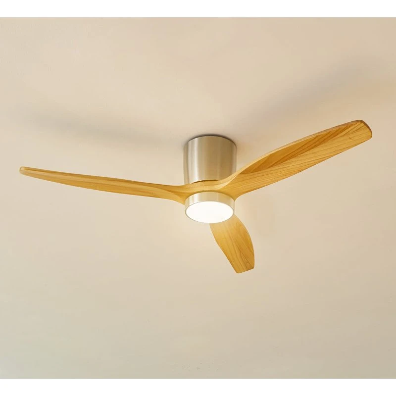 Lucande Faipari LED Plafondventilator - Nikkel & Hout - 132 cm