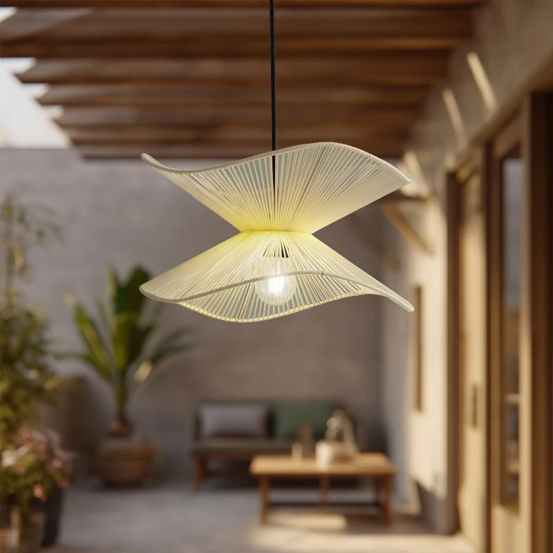 Lindby Valdorin Buiten Hanglamp - Beige Katoen - IP44