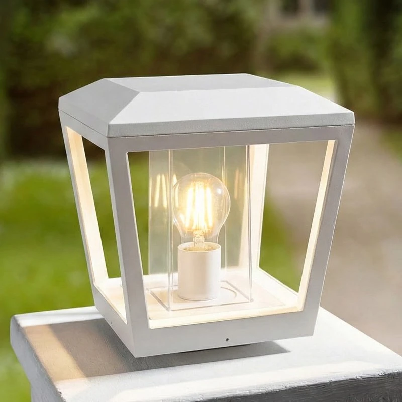 Lucande Dunia Sokkellamp - Wit - 24 cm - E27 - IP54