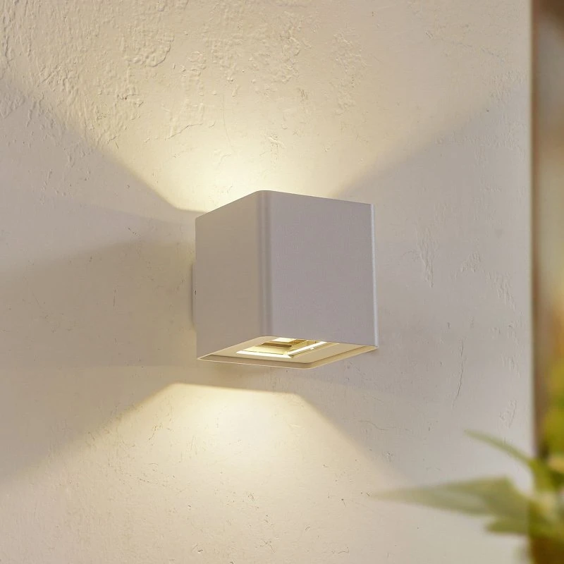 Lucande LED Buitenwandlamp Aaron - Wit - IP54 - Up/Down
