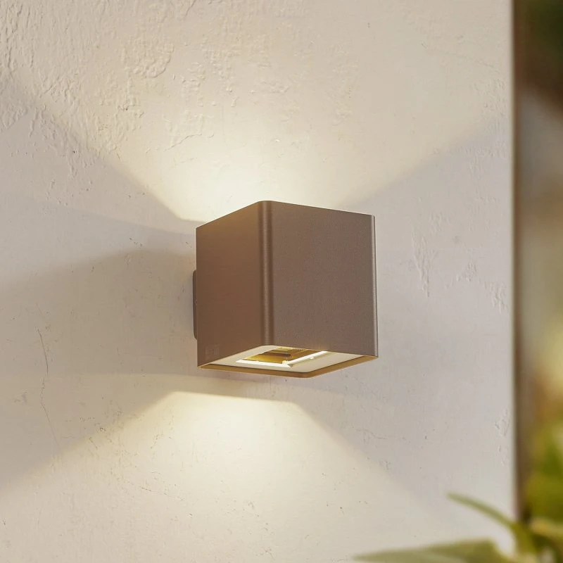 Lucande LED Buitenwandlamp Aaron - Bruin - Up/Down