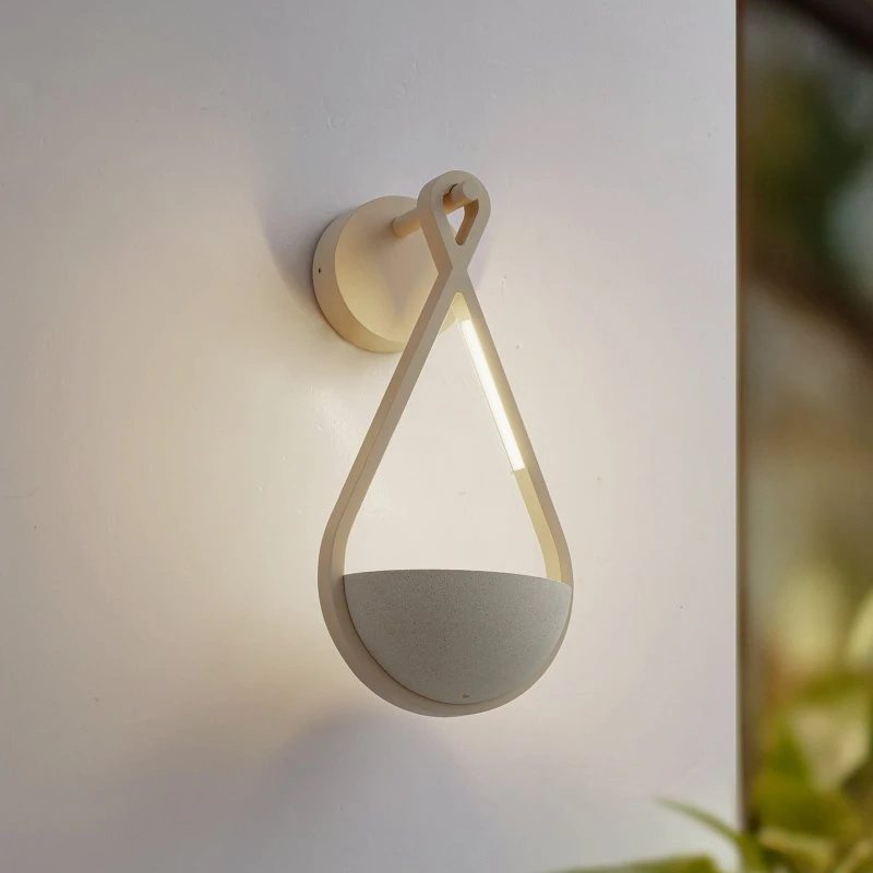 Lucande Florka LED Buitenwandlamp - Beton met Bloemenhanger - Crème