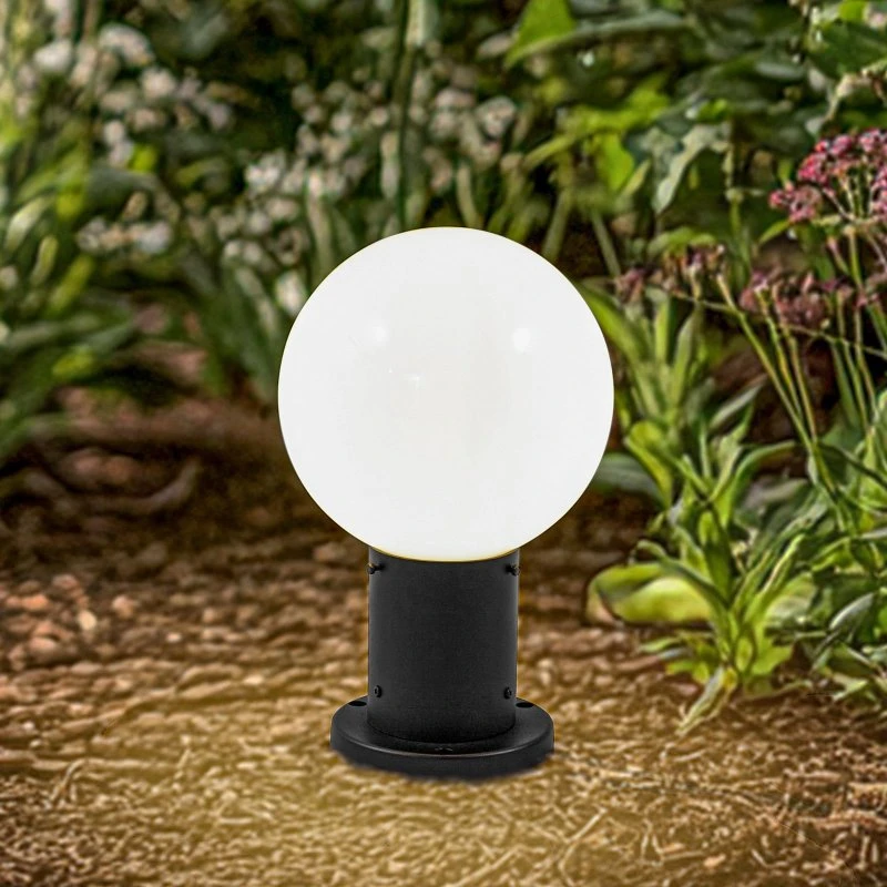Lindby Dangan Sokkellamp - Zwart/Wit - 32 cm - Glas & Aluminium