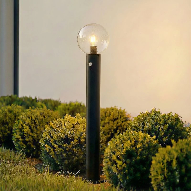 Lindby tuinpadverlichting Dangan, 90 cm, glas & aluminium, sensor