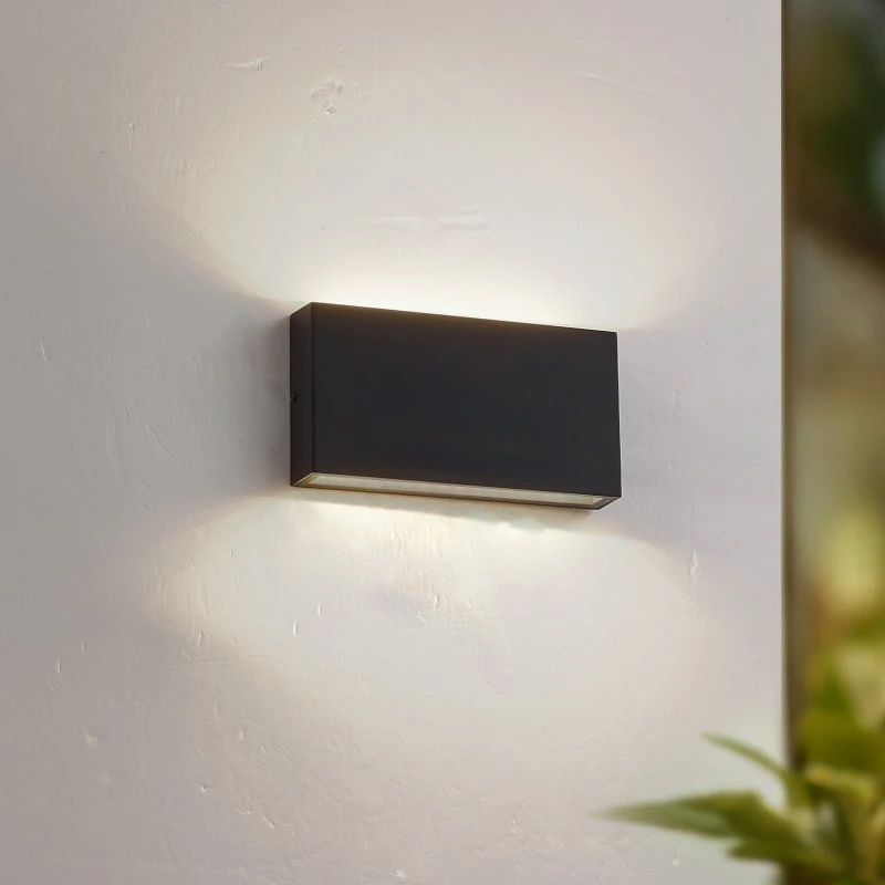 Lindby LED Buitenwandlamp Jarte - Zwart - 17 cm - IP54