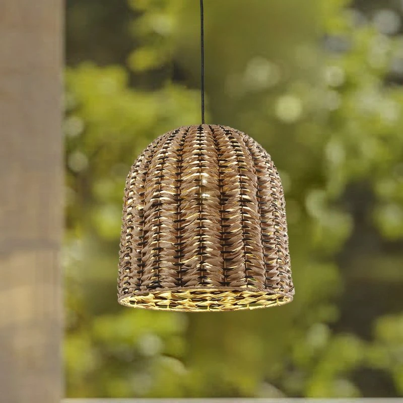 Lindby buiten hanglamp Taryn, bruin, kunststof, IP44, 35 cm