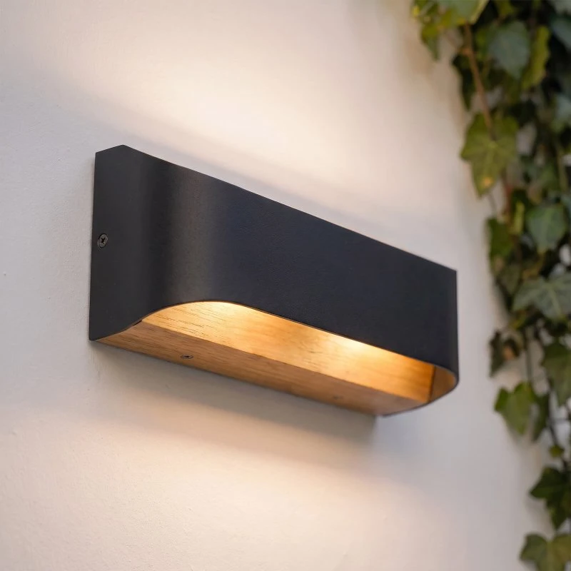 Lindby Lenore LED Buitenwandlamp - Zwart - 36,5 cm