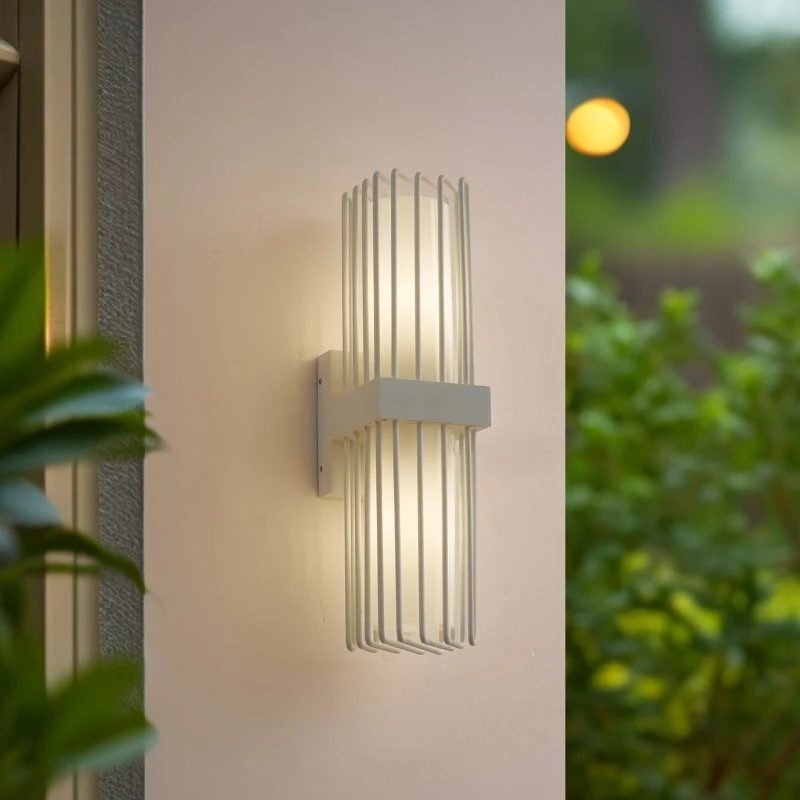 Lucande Chandan Buitenwandlamp - 42 cm - Wit - IP54
