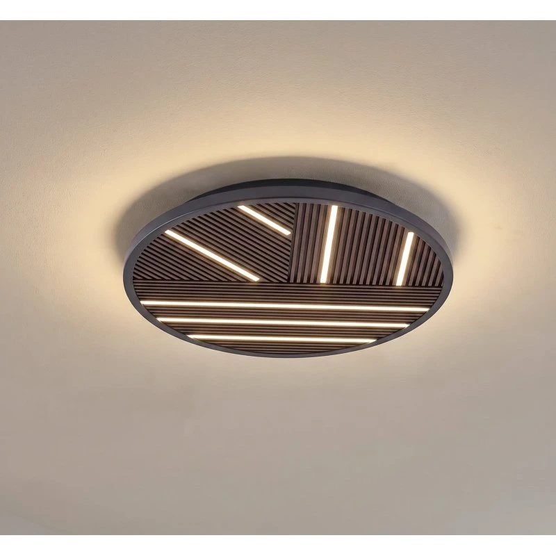 Lucande Orven LED plafondlamp, Ø 50 cm, hout & zwart, dimbaar