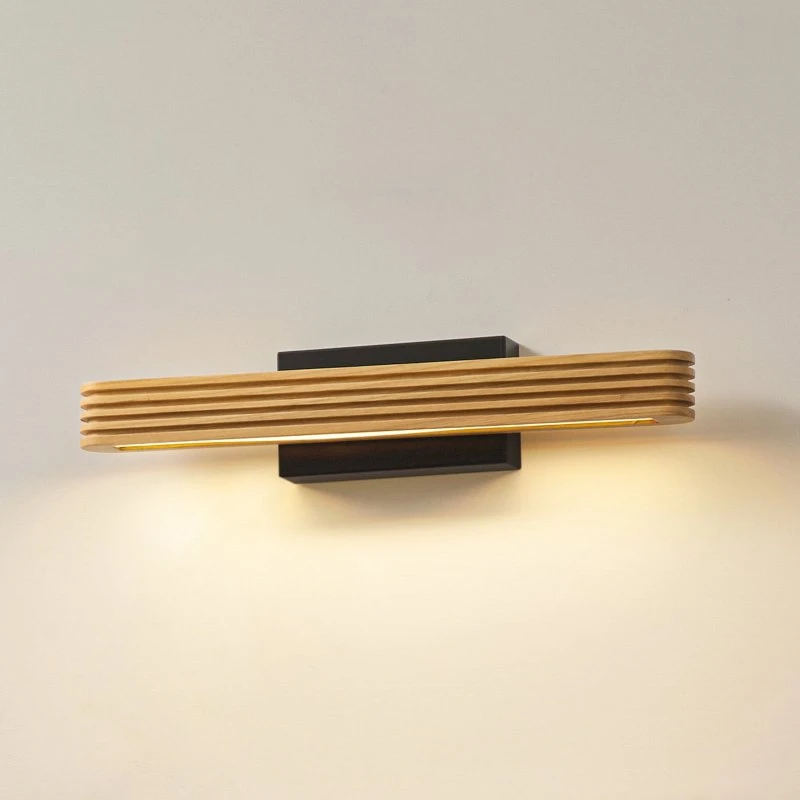 Lucande LED wandlamp Lieske, 40 cm, hout & zwart