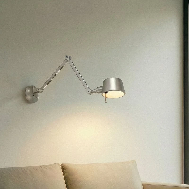Lucande Silka Wandlamp - Nikkel Satijn - 91 cm - Verstelbaar - E27