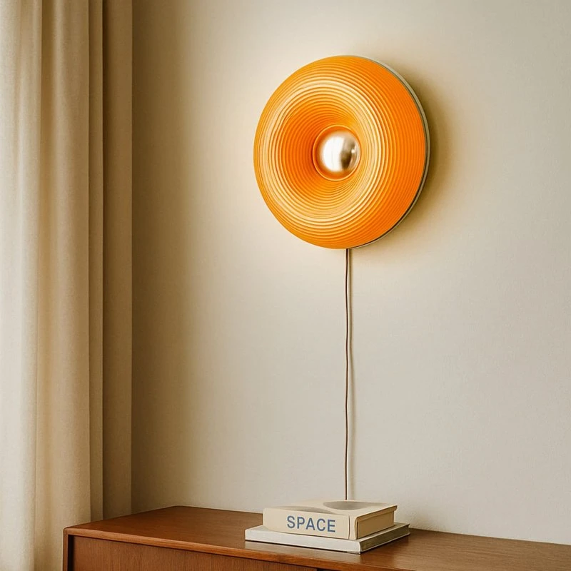 Lindby Fjora LED-tafel- en wandlamp - Oranje/Chroom - Ø 30 cm