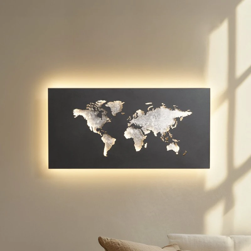 Lucande LED wandlamp World, antraciet/zilver, 60 x 30 cm