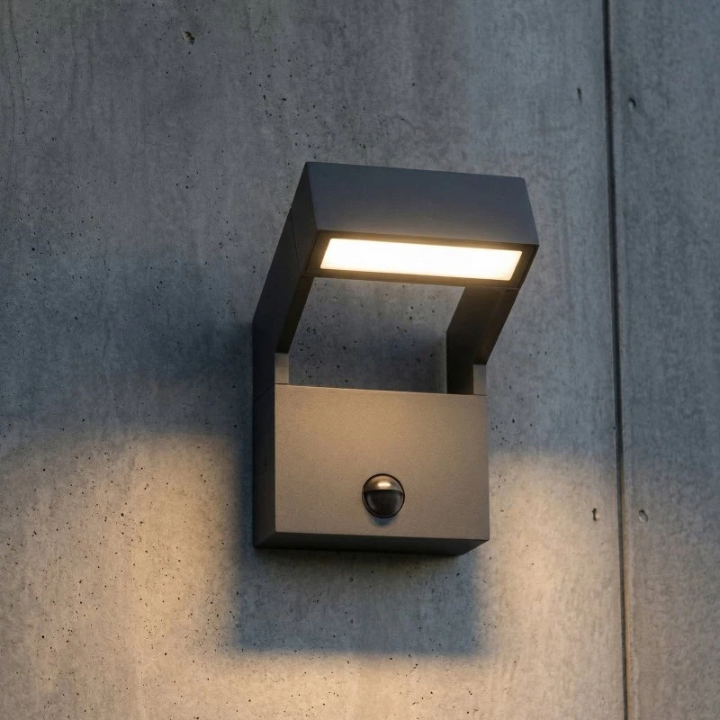 Arcchio LED Buitenwandlamp Kovato - Sensor - Donkergrijs - IP65