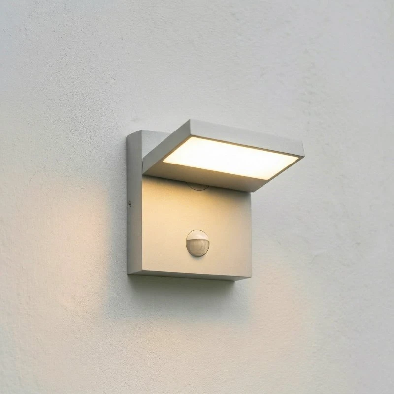 Lucande LED Buiten Wandlamp Silvan, Steengrijs, Sensor, IP54