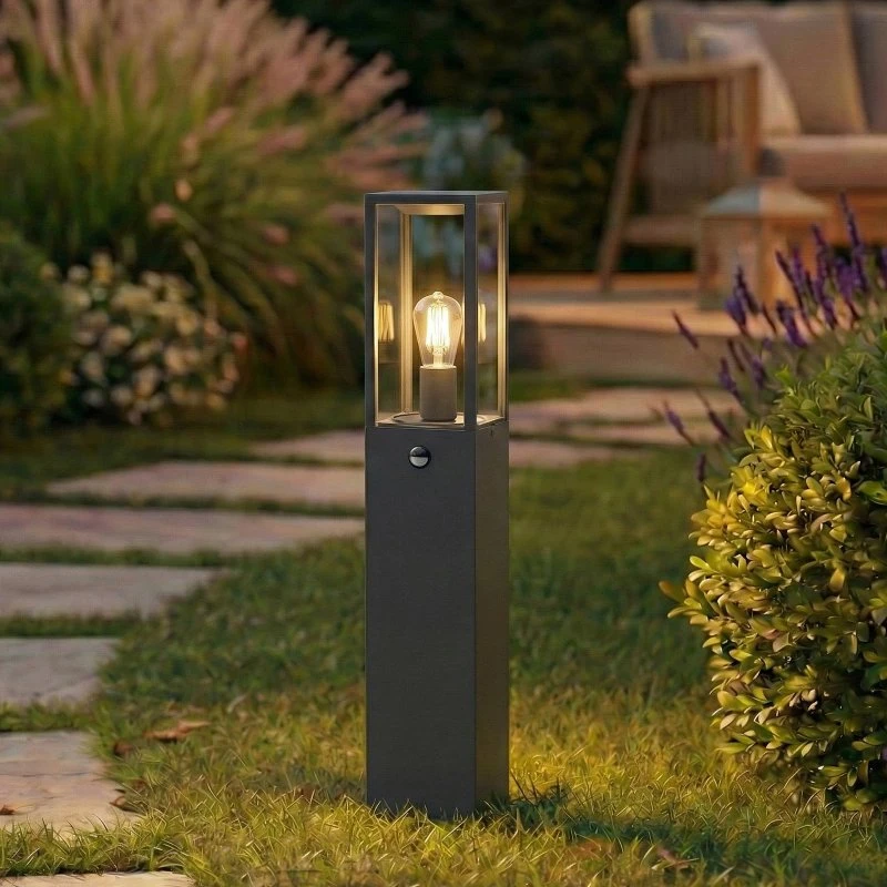 Lindby Peldar Tuinpadverlichting 80 cm - Antraciet/Helder - Sensor